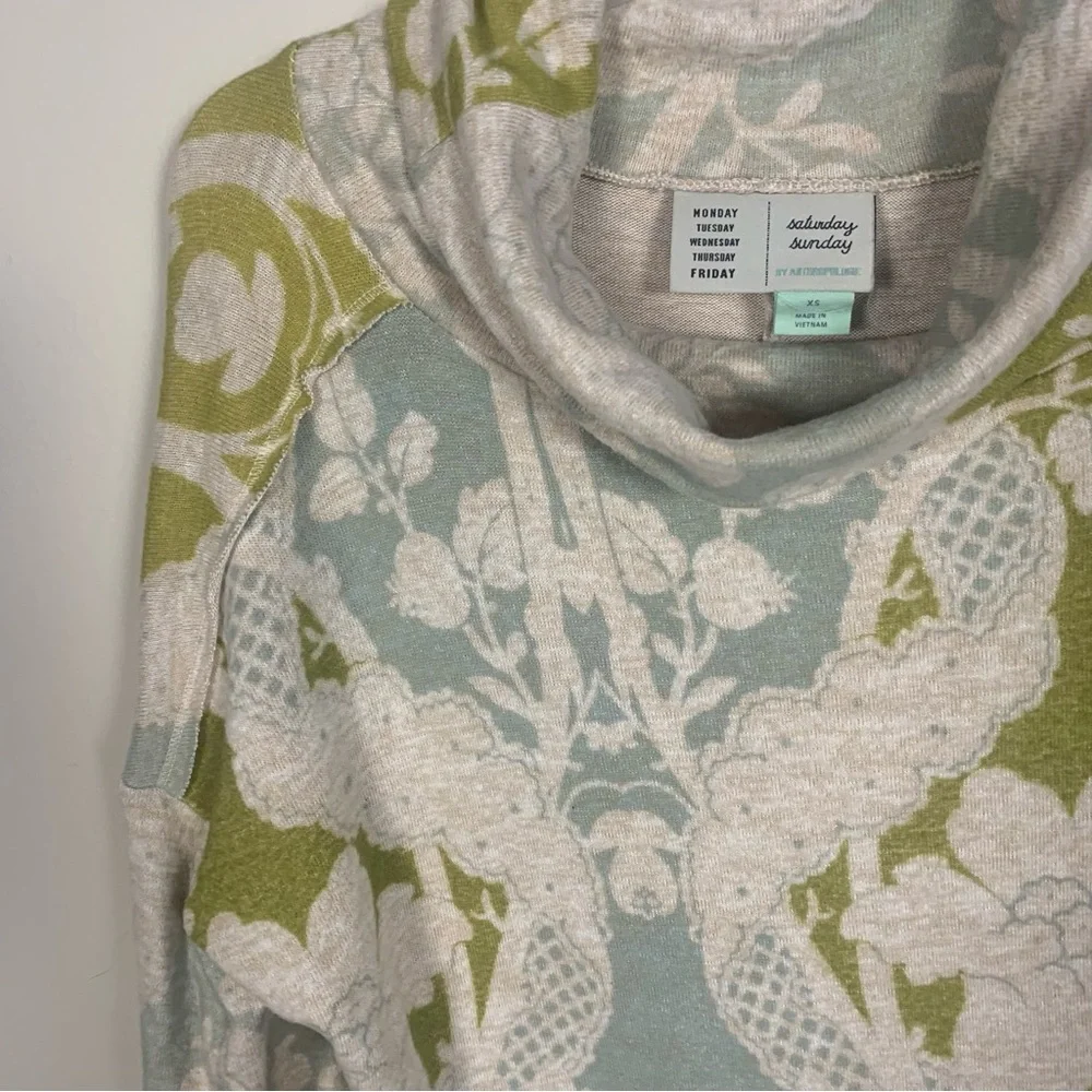 Anthropologie Saturday Sunday Soft Cozy Cowl Neck Floral Sweater Dress - Picture 14 of 14